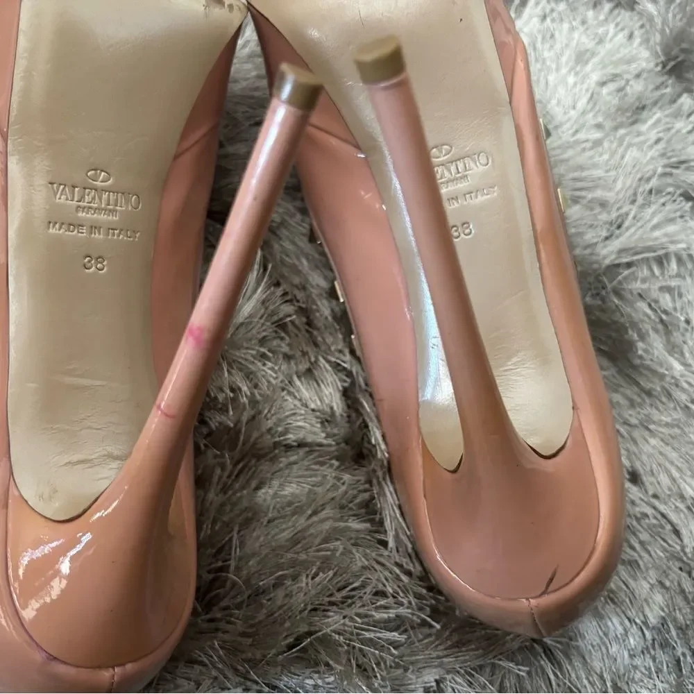 Valentino logo stud open toe shoes baby doll pump Rockstud Platform heels